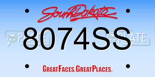 8074SS South Dakota License Plate