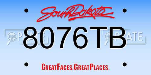 8076TB South Dakota License Plate