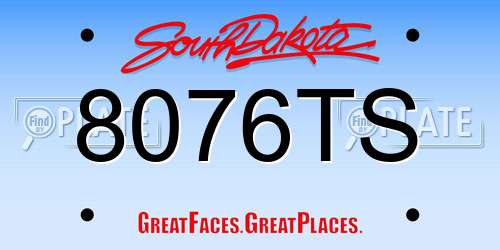 8076TS South Dakota License Plate