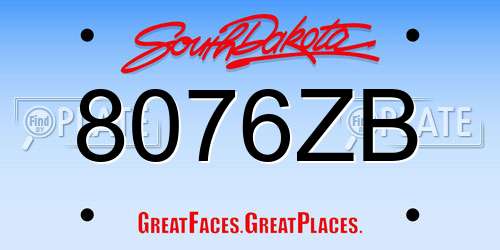8076ZB South Dakota License Plate