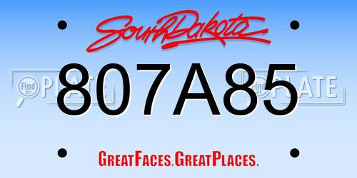 807A85 South Dakota License Plate