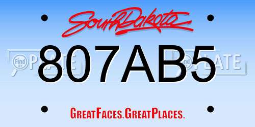807AB5 South Dakota License Plate