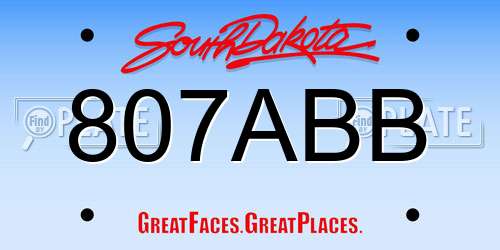 807ABB South Dakota License Plate