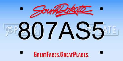 807AS5 South Dakota License Plate