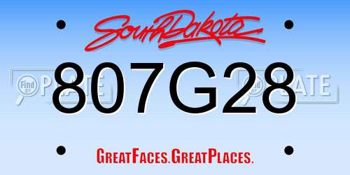 807G28 South Dakota License Plate