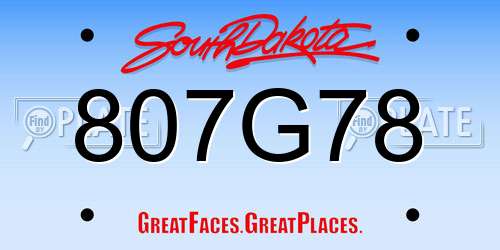 807G78 South Dakota License Plate