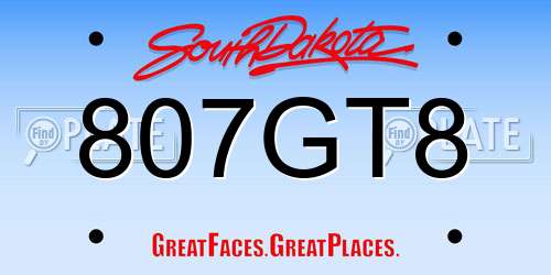 807GT8 South Dakota License Plate