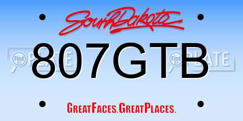 807GTB South Dakota License Plate