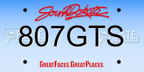 807GTS South Dakota License Plate