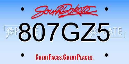 807GZ5 South Dakota License Plate