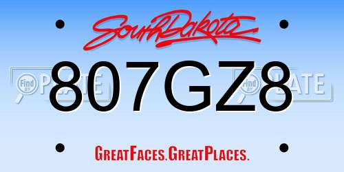 807GZ8 South Dakota License Plate