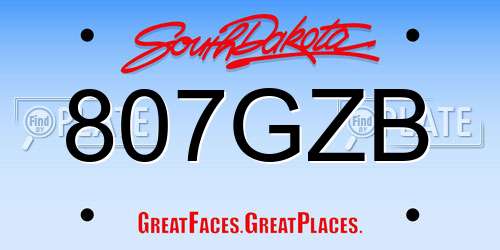 807GZB South Dakota License Plate