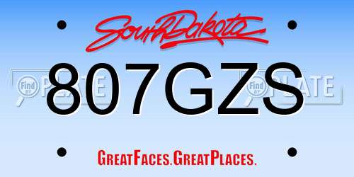 807GZS South Dakota License Plate