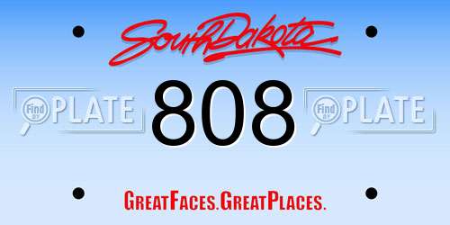 808 South Dakota License Plate