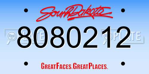 8080212 South Dakota License Plate