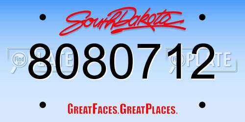 8080712 South Dakota License Plate