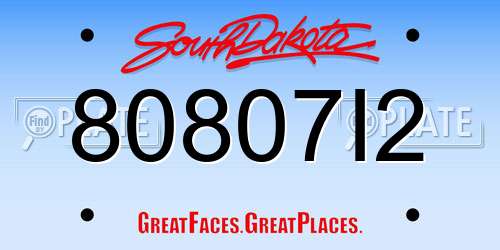 80807I2 South Dakota License Plate