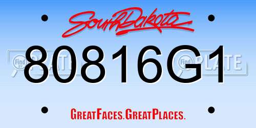 80816G1 South Dakota License Plate
