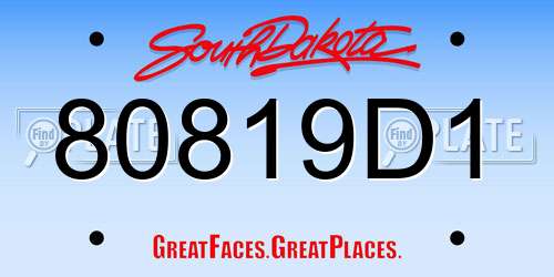 80819D1 South Dakota License Plate