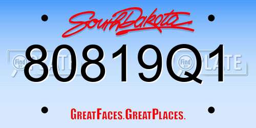 80819Q1 South Dakota License Plate