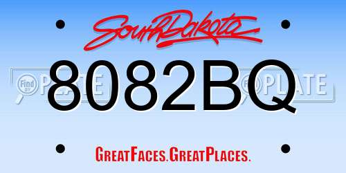 8082BQ South Dakota License Plate
