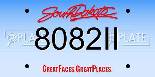 8082II South Dakota License Plate