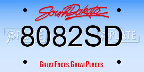 8082SD South Dakota License Plate