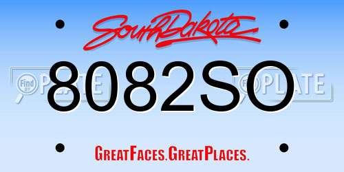 8082SO South Dakota License Plate