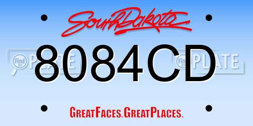 8084CD South Dakota License Plate