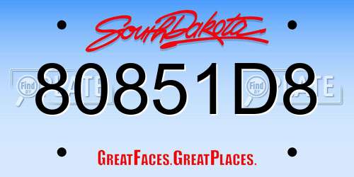 80851D8 South Dakota License Plate