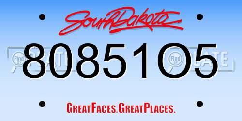 80851O5 South Dakota License Plate