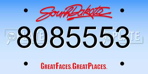 8085553 South Dakota License Plate