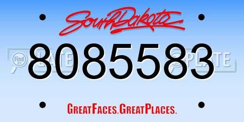 8085583 South Dakota License Plate