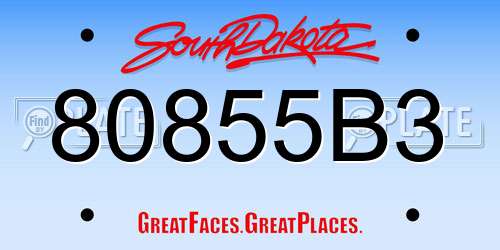 80855B3 South Dakota License Plate