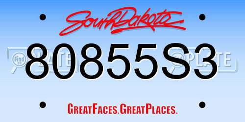 80855S3 South Dakota License Plate
