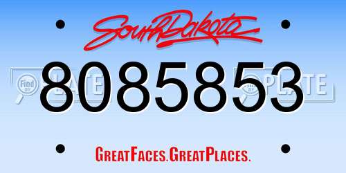 8085853 South Dakota License Plate