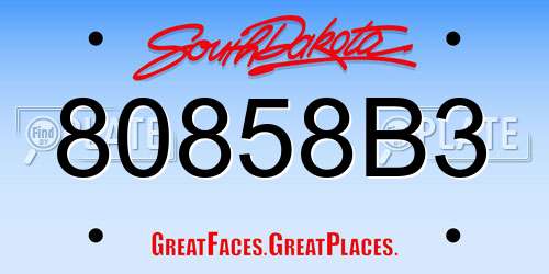 80858B3 South Dakota License Plate