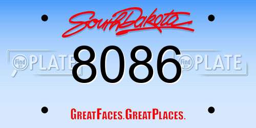 8086 South Dakota License Plate