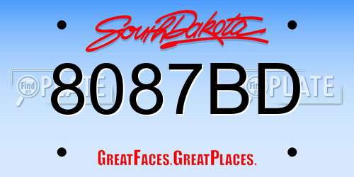8087BD South Dakota License Plate