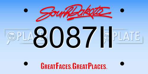 8087II South Dakota License Plate
