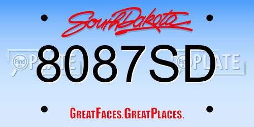 8087SD South Dakota License Plate