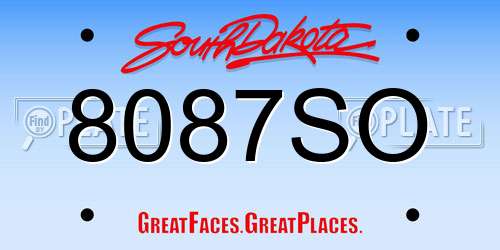 8087SO South Dakota License Plate