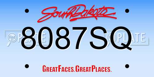 8087SQ South Dakota License Plate