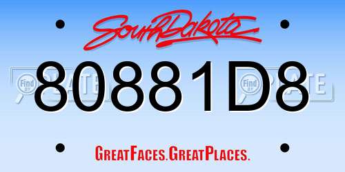 80881D8 South Dakota License Plate
