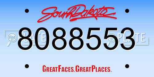 8088553 South Dakota License Plate