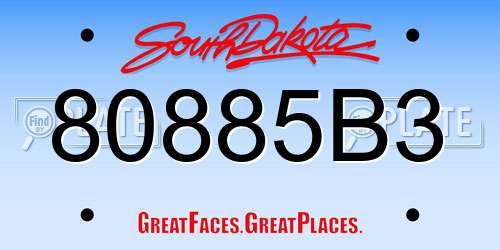 80885B3 South Dakota License Plate