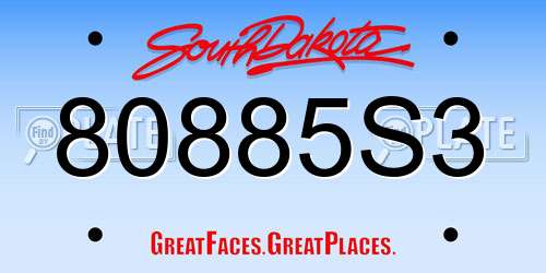 80885S3 South Dakota License Plate
