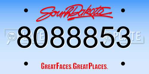 8088853 South Dakota License Plate