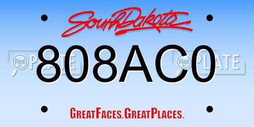 808AC0 South Dakota License Plate