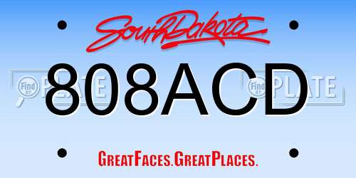 808ACD South Dakota License Plate